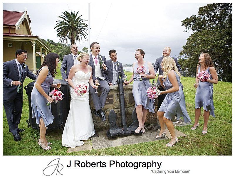 hilarious bridal party photograph - chowder bay mosman 